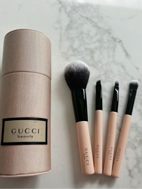 Gucci Other - Gucci Pink Compact Makeup Brush Set with Case